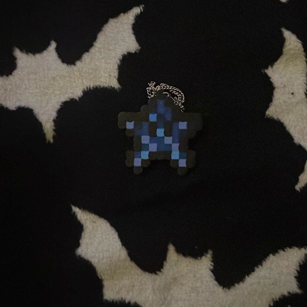 Blue star Perler bead necklace